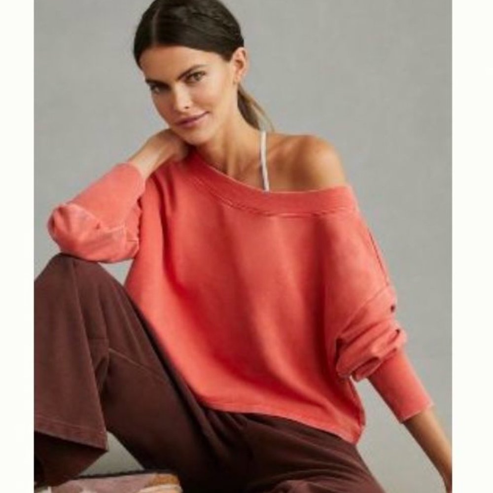 NEW Daily Practice by Anthropologie Light Red Cropped Pullover Size XS